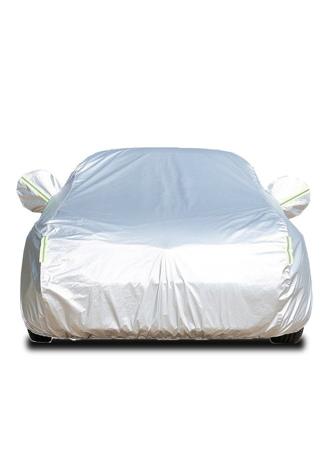 Multi-Layers Car Cover Waterproof All Weather for Automobiles, Outdoor Full Cover Windproof, Sand proof, Rain proof, UV proof Car Covers with Zipper Door Car Protection White, XXL - Image 1