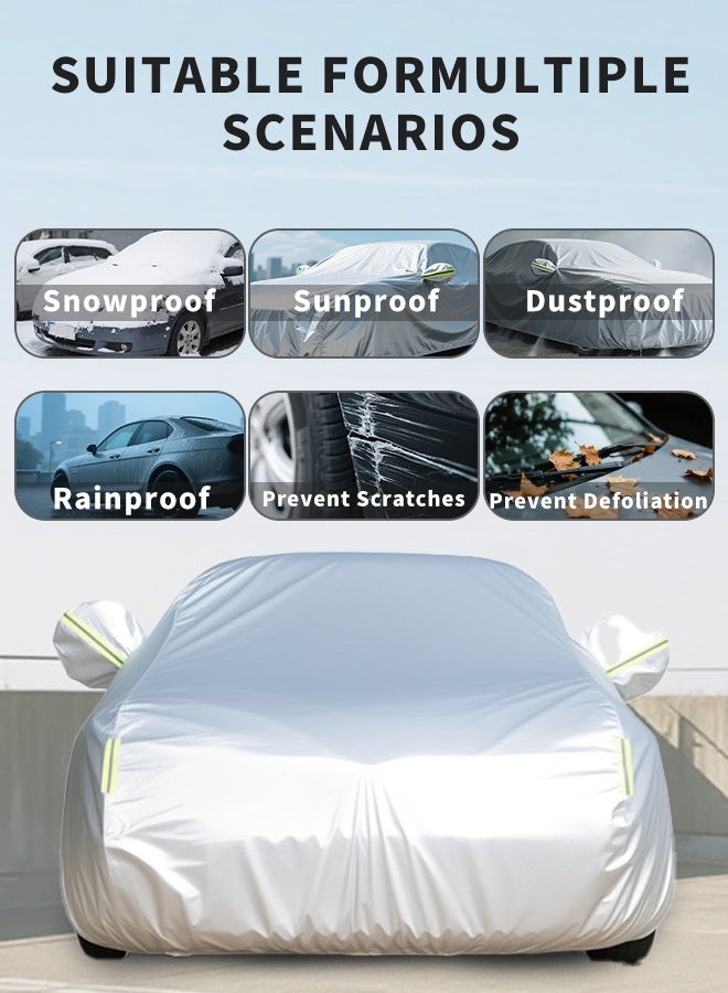 Multi-Layers Car Cover Waterproof All Weather for Automobiles, Outdoor Full Cover Windproof, Sand proof, Rain proof, UV proof Car Covers with Zipper Door Car Protection White, XXL - Image 3