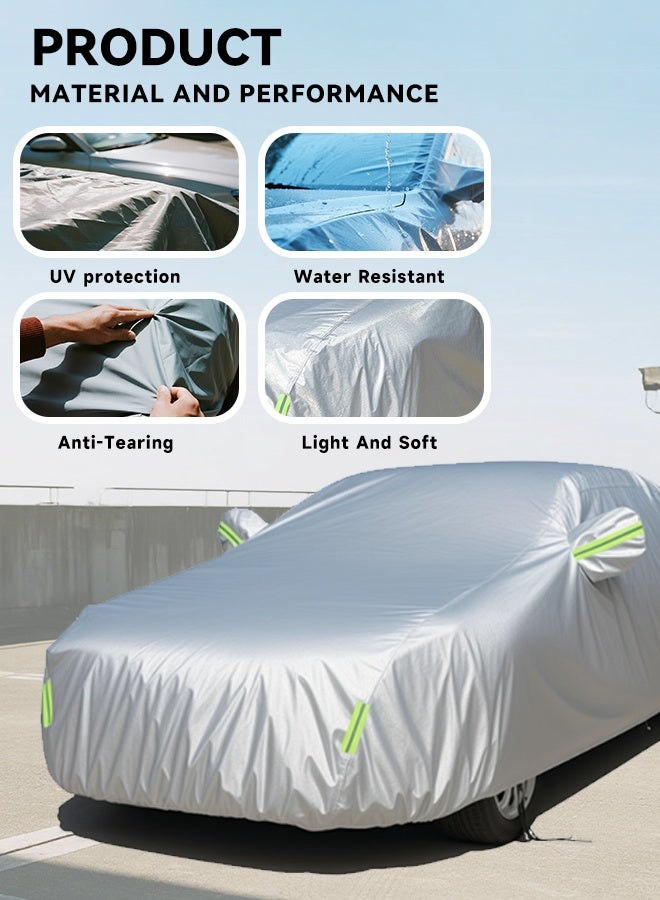 Multi-Layers Car Cover Waterproof All Weather for Automobiles, Outdoor Full Cover Windproof, Sand proof, Rain proof, UV proof Car Covers with Zipper Door Car Protection White, XXL - Image 2