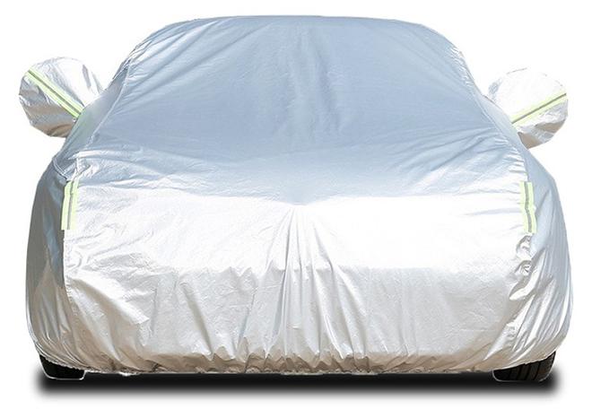 Multi-Layers Car Cover Waterproof All Weather for Automobiles, Outdoor Full Cover Windproof, Sand proof, Rain proof, UV proof Car Covers with Zipper Door Car Protection White, XXL - Image 1