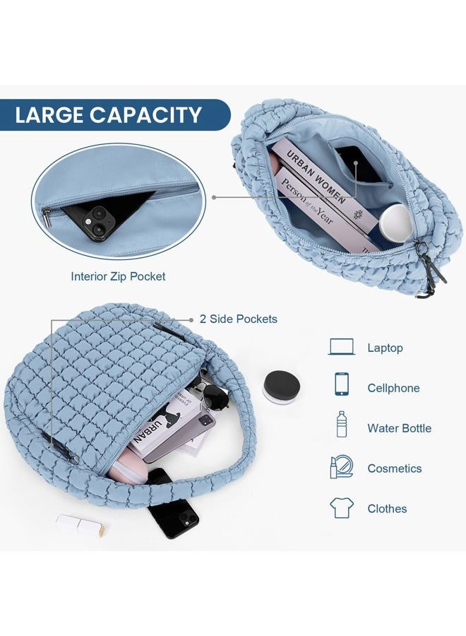 Juoxeepy Quilted Tote Bag Large Carryall Puffer Shoulder Lightweight Padding Hobo - Image 4