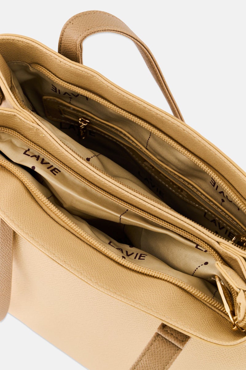 Lavie Women Brand Logo Santchels, Beige - Image 4
