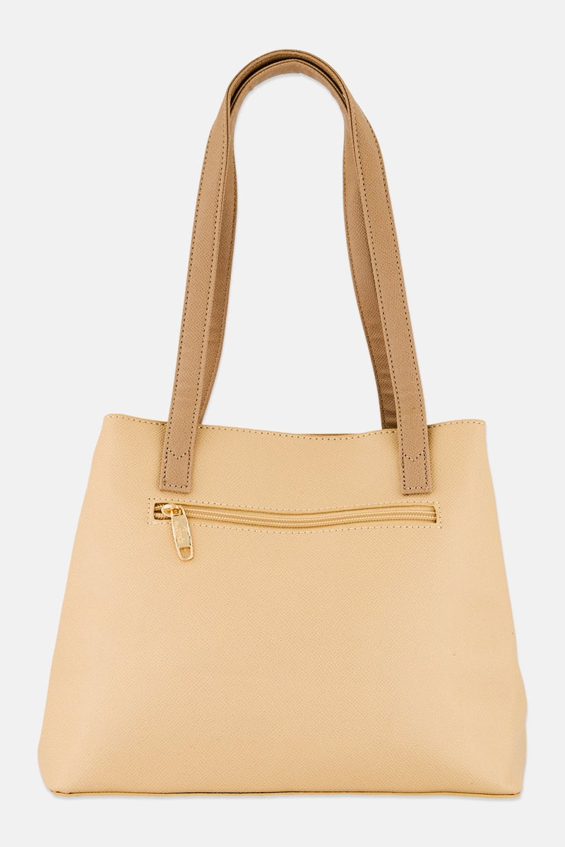Lavie Women Brand Logo Santchels, Beige - Image 3