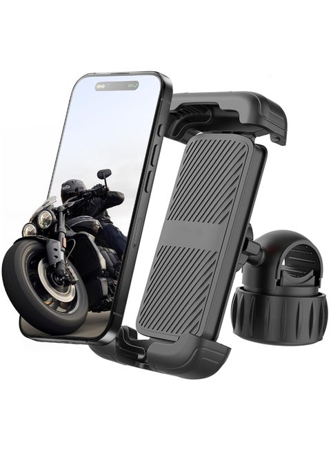 360° Rotation Bike Phone Holder, [2025 Upgrade] Electric Scooter Motorcycle Phone Mount, Bicycle Phone Holder, Handlebar Phone Mount, Bike Accessories, Black