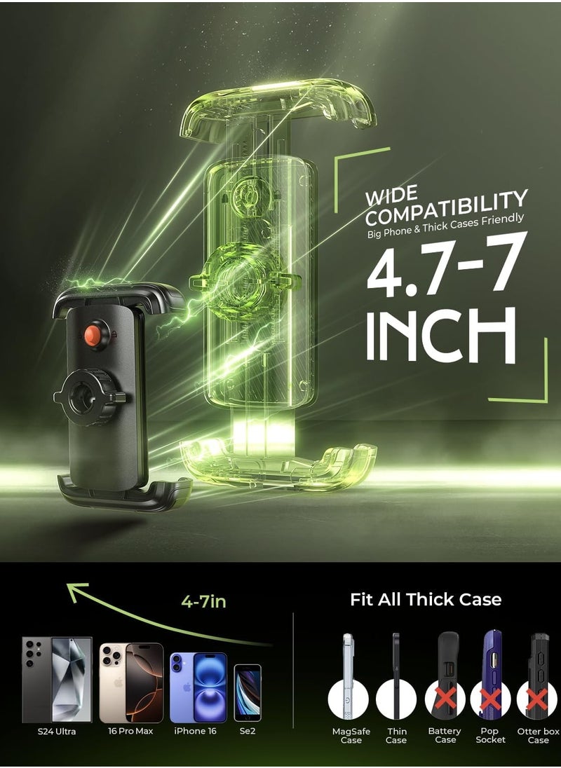 360° Rotation Bike Phone Holder, [2025 Upgrade] Electric Scooter Motorcycle Phone Mount, Bicycle Phone Holder, Handlebar Phone Mount, Bike Accessories, Black