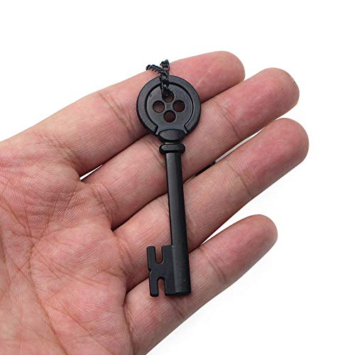 OfficialOtaku Coraline Button Key Pendant Chain Necklace - Black (0.45 oz) - Image 3