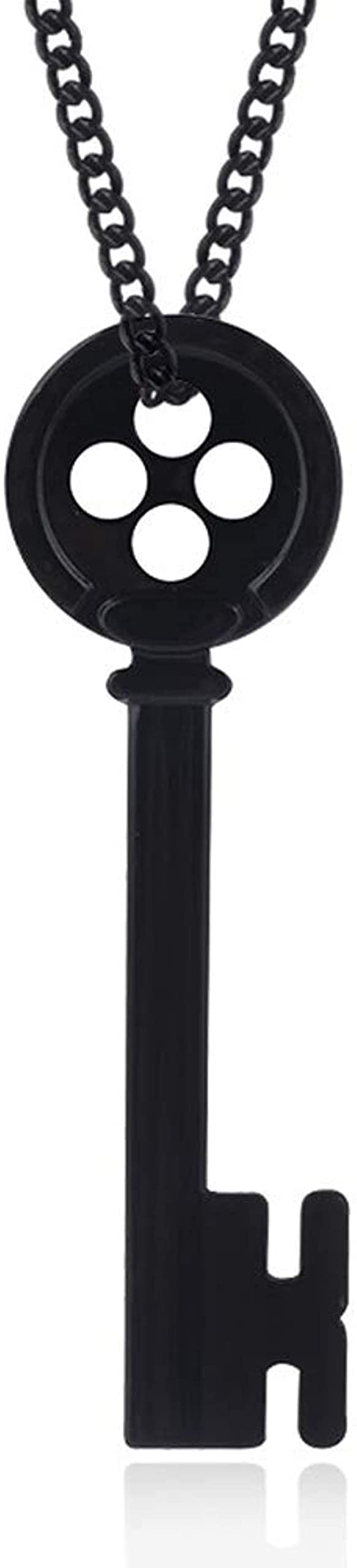 OfficialOtaku Coraline Button Key Pendant Chain Necklace - Black (0.45 oz) - Image 5