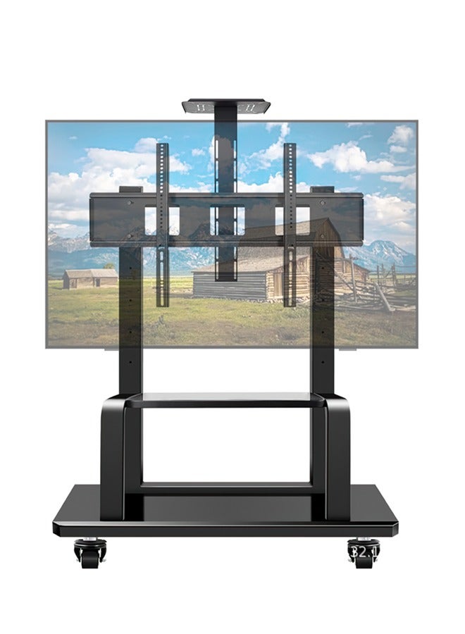 DESINO TV Stand,Rolling TVs Cart on Wheels Height Adjustable Heavy-Duty Floor Stand Base for 32-70 Inch LCD LED OLED Flat Panel Screens Smartboard Movable Holds up to 100lbs with Shelf - Image 1
