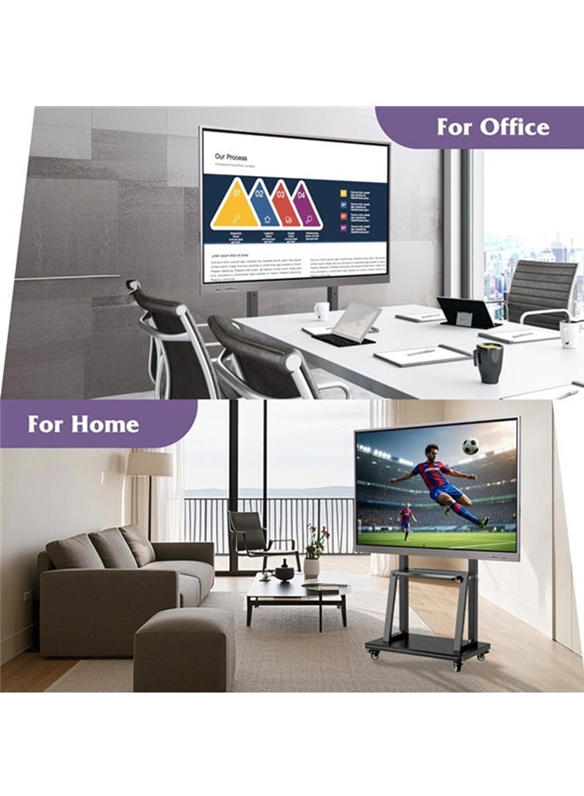 DESINO TV Stand,Rolling TVs Cart on Wheels Height Adjustable Heavy-Duty Floor Stand Base for 32-70 Inch LCD LED OLED Flat Panel Screens Smartboard Movable Holds up to 100lbs with Shelf - Image 5