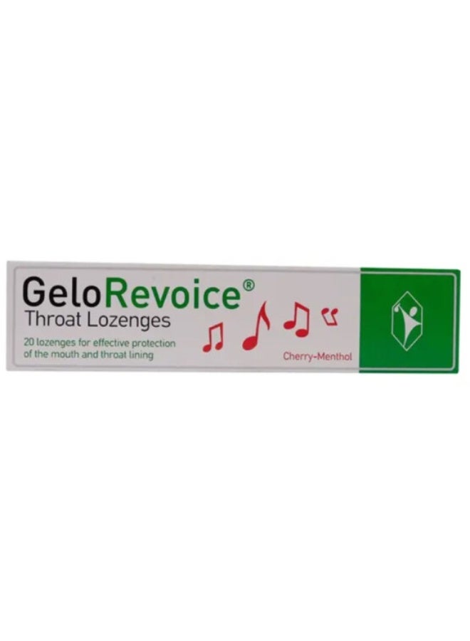 GeloRevoice جيلوريفويس أقراص استحلاب للحلق بنكهة الكرز والمنثول 20 قرصًا - راحة فعالة من جفاف الحلق وإجهاد الصوت - Image 1