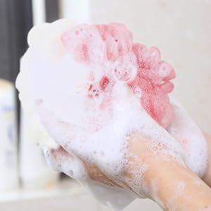 Mesh Bath Shower Loofah Sponge, Pink and Blue, Pack of 2 - Image 5
