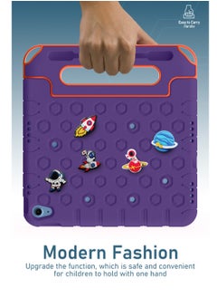 Moxedo Moxedo Rugged Protective EVA Silicone Kids Case Cover, Shockproof DIY 3D Cartoon Pattern with Pencil Holder, Stand and Handle Grip Compatible for Apple iPad 2022 (10th Gen) 10.9 inch – Purple  - Image 5
