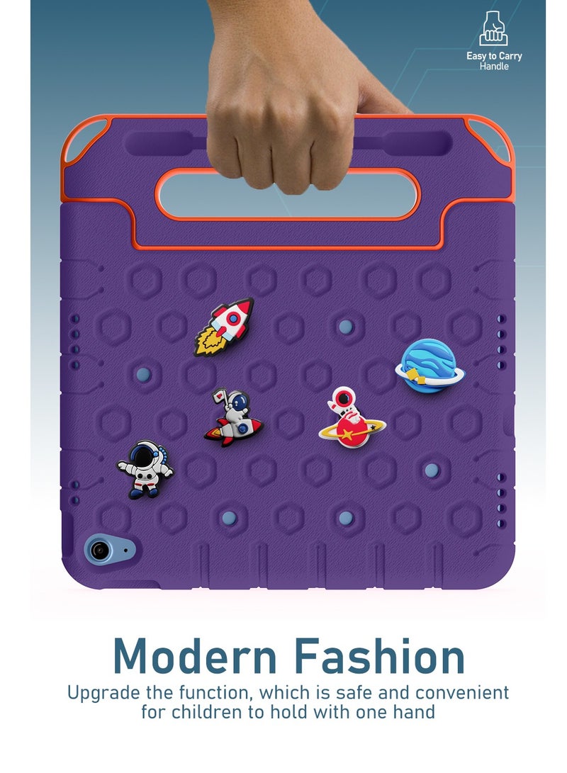 Moxedo Moxedo Rugged Protective EVA Silicone Kids Case Cover, Shockproof DIY 3D Cartoon Pattern with Pencil Holder, Stand and Handle Grip Compatible for Apple iPad 2022 (10th Gen) 10.9 inch – Purple - Image 5