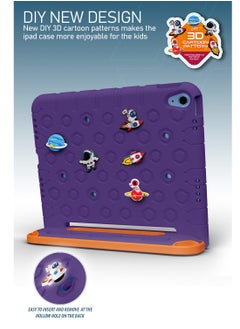 Moxedo Moxedo Rugged Protective EVA Silicone Kids Case Cover, Shockproof DIY 3D Cartoon Pattern with Pencil Holder, Stand and Handle Grip Compatible for Apple iPad 2022 (10th Gen) 10.9 inch – Purple  - Image 2