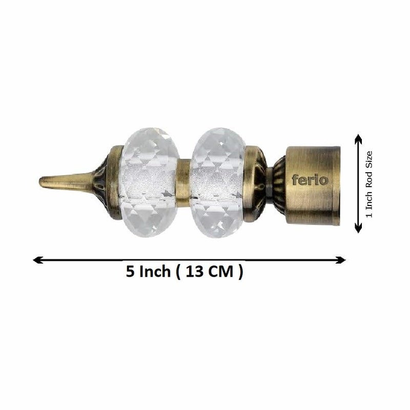 FERIO Aluminium And Double Diamond Stander Curtain Finials - Suitable for 1 Inch Rod (Antique Brass) - 2 Pieces,Eyelet - Image 4