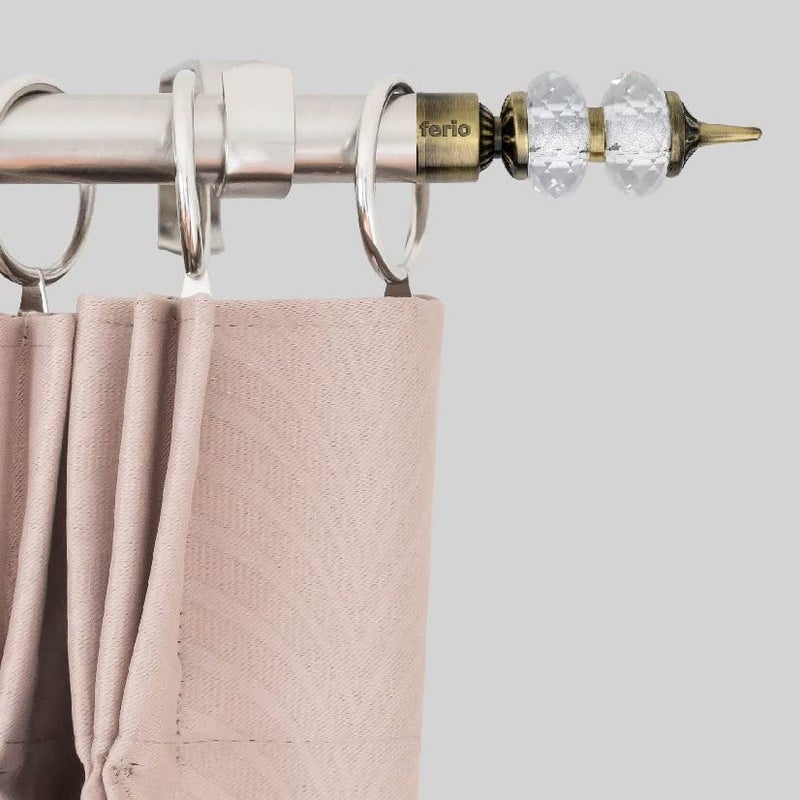 FERIO Aluminium And Double Diamond Stander Curtain Finials - Suitable for 1 Inch Rod (Antique Brass) - 2 Pieces,Eyelet - Image 3