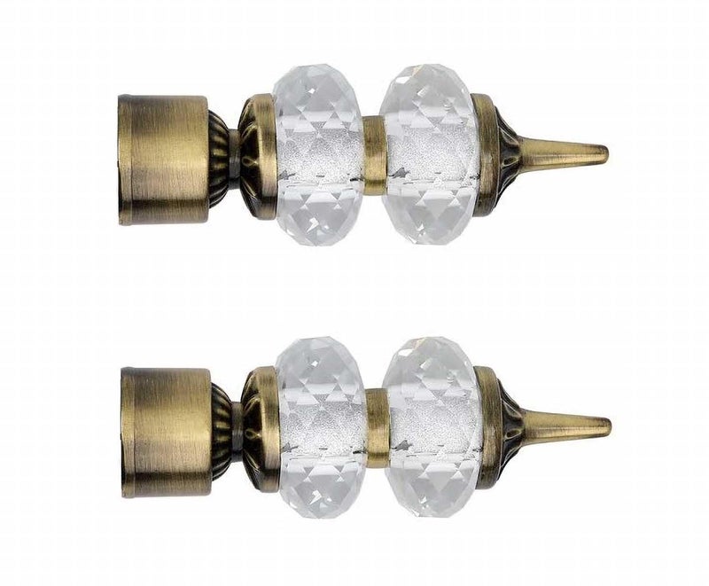 FERIO Aluminium And Double Diamond Stander Curtain Finials - Suitable for 1 Inch Rod (Antique Brass) - 2 Pieces,Eyelet - Image 1
