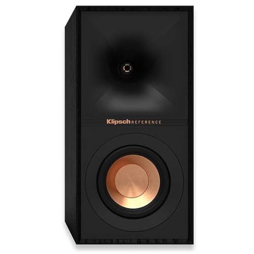 Klipsch Reference Next-Generation R-40M Horn-Loaded Bookshelf Speakers with 4” Spun-Copper Woofers for Best-in-Class Home Theater Sound in Black - Image 4