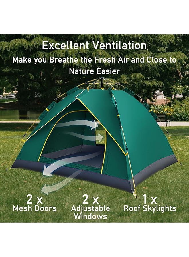 Generic Camping Tent Automatic 2 3 Man Person Instant Tent Pop Up Tent Waterproof Outdoor Large Lightweight 4 Seasons Tent Automatic Setup Family Backpacking Tent For Hiking Backpacking Camping Travel  - Image 4