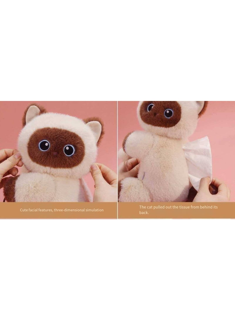 Cute Siamese Cat Plush Car Tissue Box, Hanging Cartoon Car Tissue Holder - Image 5