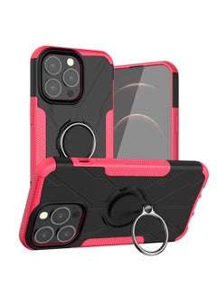 Generic Case Cover For iPhone 13 Armor Bear Shockproof PC + TPU Protective Case with Ring Holder Rose Red 