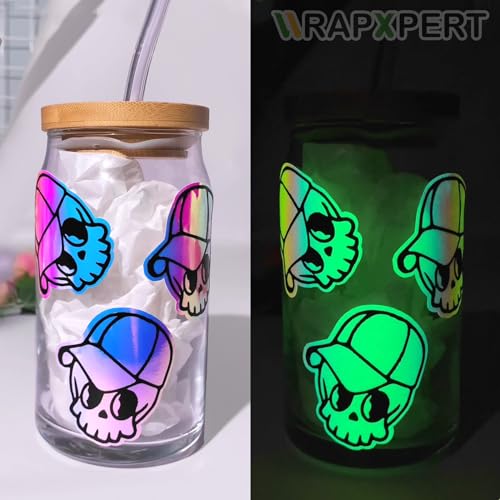 WRAPXPERT Glow in The Dark Permanent Adhesive Vinyl Holographic Iridescent Vinyl Opal White Glow Green for Wrap,Stickers,Decal,Lettering,12" x5ft - Image 3