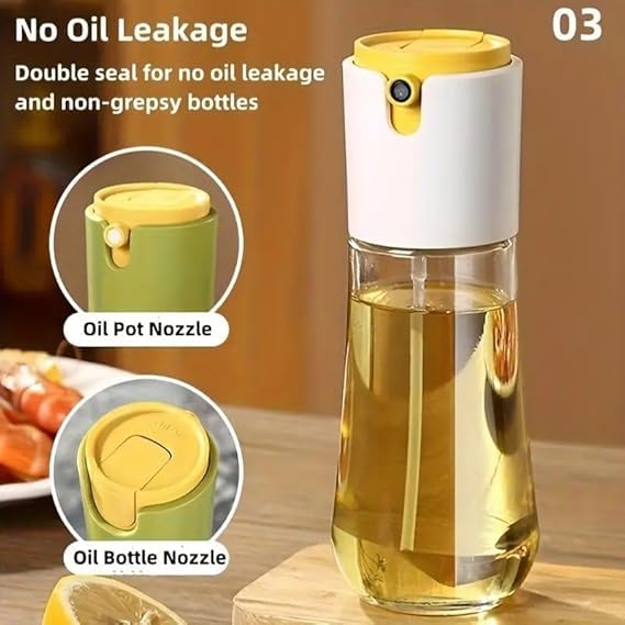 Valashiv 300 ML Kitchen 2 in 1 olive oil Dispenser Oil can automatically open and close spray and pour in one oil bottle without hanging oil for cooking Pack Of 1 - Image 2