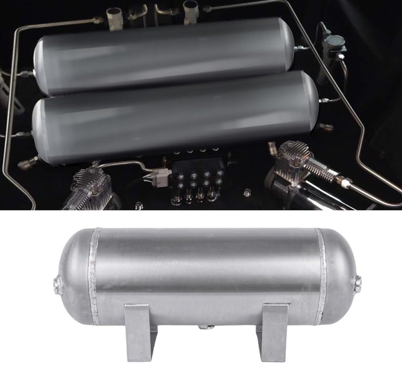 ZHSYMX 3 Gallon (12 Liter)5 Ports compressed air storage tank air ride receiver tank for Air Ride Suspension Car Train Truck Horn Silver - Image 2