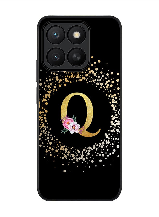 Stylizedd For Honor X8c Case,Slim fit Camera Protection, Shockproof Thin Phone cover  - Custom Monogram Floral - Q ( Black )