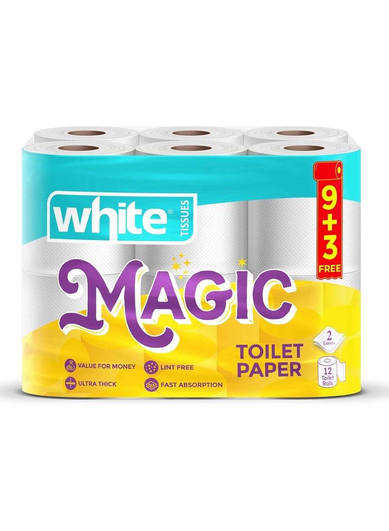 وايت ماجيك - ورق تواليت فائق النعومة - 3 طبقات - عبوة توفيرية 12 بكرة - Image 1