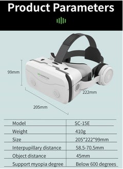 في آر شينيكون G15E VR نظارات IMAX 3D أفلام الواقع الافتراضي نظارات الواقع الافتراضي Google Cardboard Box VR خوذة للهاتف 4.7-7 بوصة، تدعم عصا التحكم في الألعاب (أسود)  - Image 3