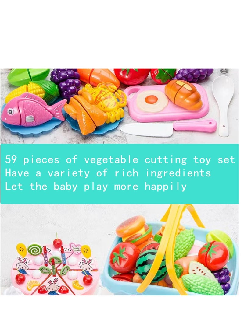 Kutis 68-Piece Kitchen Pretend Cutting Fruits Vegetables Game Set Kids Toy Gifts 25 x 17 x 13 cm - Image 3