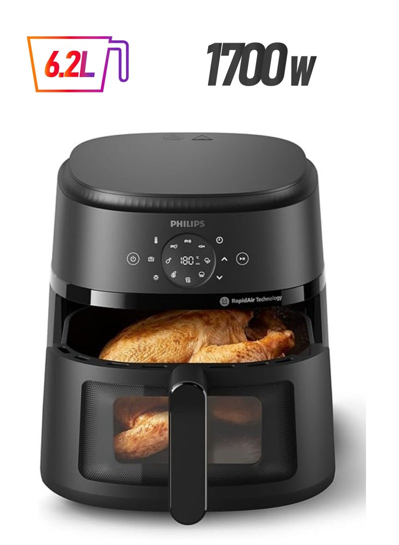 Philips Airfryer XL - 1700W, 50/60Hz, 6.2L, 1.2KGs, See-through Window, 13-in-1 Cooking Functions, Rapid Air Technology, Black - NA230/00 6.2 L 1700 W NA230/00 black - Image 1