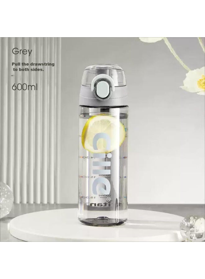 Cille Tritan Plastic Water Bottle, Large Capacity Portable Cup For Men And Women Students, Outdoor Sports Fitness Travel Mug, Gray 600ml - Image 4