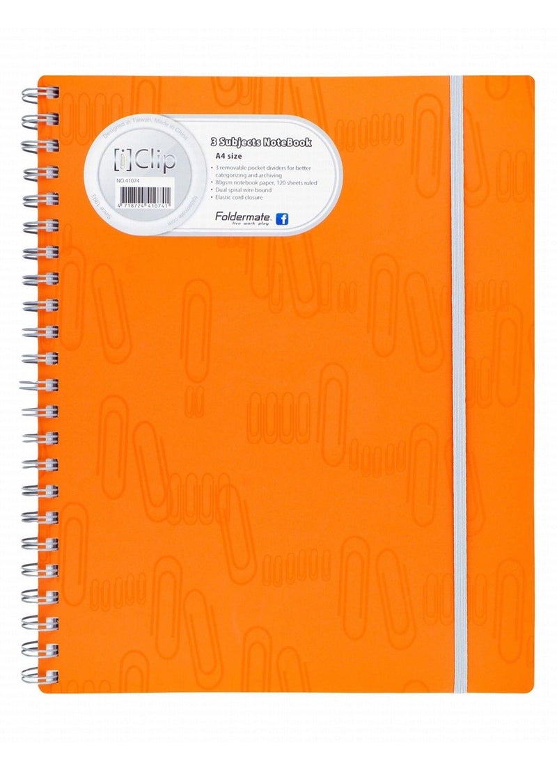 Foldermate - دفتر ملاحظات حلزوني بحجم A4 مع غطاء مطاطي بني - Image 1