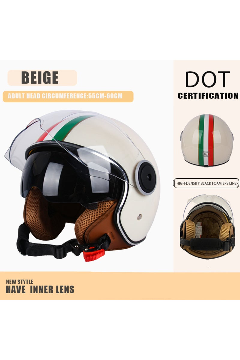 خوذة دراجة نارية مفتوحة الوجه بتصميم كلاسيكي معتمد من وزارة النقل الأمريكية (DOT) 706-S7، خوذة ريترو 3/4، خوذة كروز كاسكو سي