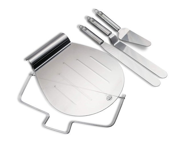 STAINLESS STEEL CAKE CUSTOMIZING DECORATING SERVING 5PC SET CAKE SERVER LIFTER SLICER STRAIGHT OFFSET ICING FROSTING SPATULAS