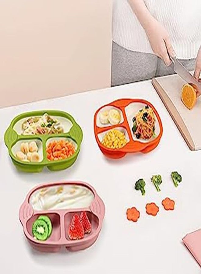 Jenilika Silicone Suction Feeding Tray for Babies | 3-Section BPA-Free Toddler Dish | Baby Led Weaning Essential | Microwave & Dishwasher Safe | Non-Slip Design (Pink, Pack of 1) - Image 3
