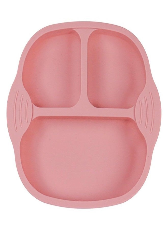 Jenilika Silicone Suction Feeding Tray for Babies | 3-Section BPA-Free Toddler Dish | Baby Led Weaning Essential | Microwave & Dishwasher Safe | Non-Slip Design (Pink, Pack of 1) - Image 1