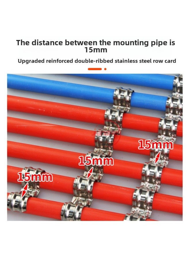 Stainless Steel Card 20 Tube Row Single Side Horse Card 16 Clip Thickened Ohm Card Iron Fixing Snap-on Line Pipe Clamp-Series:16mm Stainless Steel Row Card 1 Position (1 Bag) Double Rib Widening-Model:Standard  - Image 4