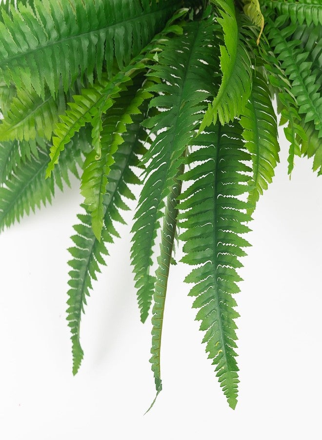 YUGALI 2-Pack 42" Fake Ferns for Outdoor Planter 79 Fronds Large Artificial Boston Fern Bush, Faux Hanging Baskets Plants Indoor 28" Tall Home Office Garden Porch Decor - Image 5