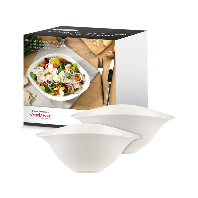 Villeroy & Boch Villeroy & Boch Dune VAPIANO Salad Bowl  2 Pieces  Premium Porcelain  White - Image 1