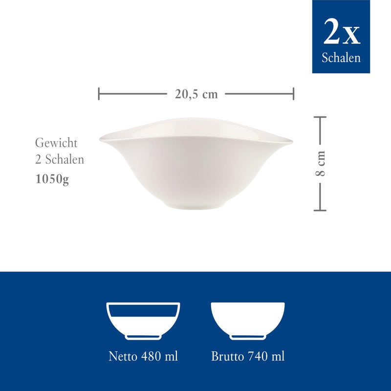 Villeroy & Boch Villeroy & Boch Dune VAPIANO Salad Bowl  2 Pieces  Premium Porcelain  White - Image 3
