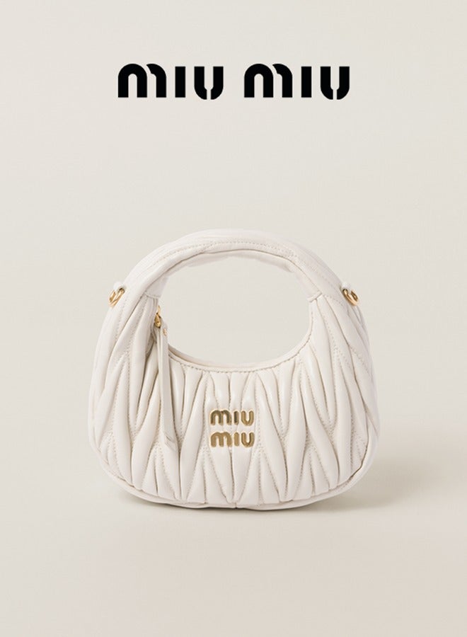 Miu Miu MIU Wander Matelasse Nappa Sheepskin Hobo Mini Women's Handbag, Half Moon Bag, Women's Crossbody Bag  - Image 1
