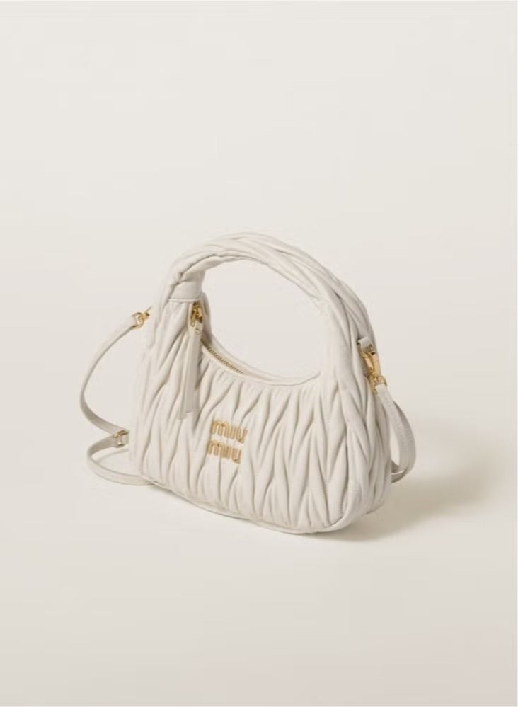Miu Miu MIU Wander Matelasse Nappa Sheepskin Hobo Mini Women's Handbag, Half Moon Bag, Women's Crossbody Bag  - Image 2