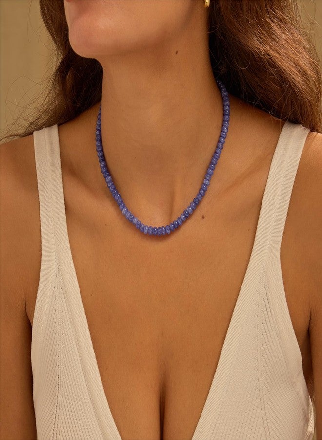 chorfla Beaded Gemstone Necklaces for Women, Bohemian Colored Choker Natural Stone Bead Decoration Summer Beach Handmade Jewelry Necklace, One size fits all, Gold Plated, natural - Image 3