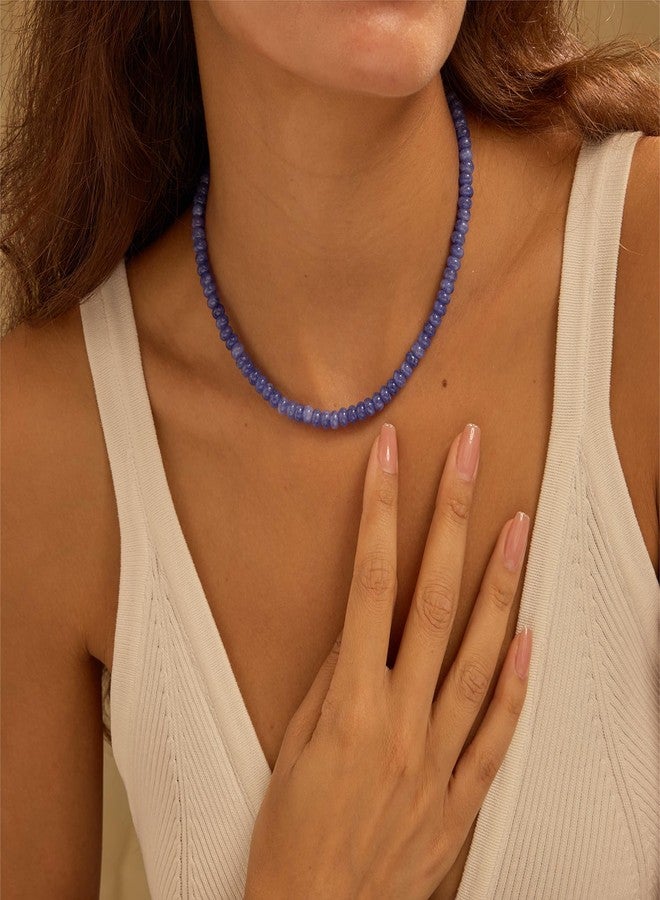 chorfla Beaded Gemstone Necklaces for Women, Bohemian Colored Choker Natural Stone Bead Decoration Summer Beach Handmade Jewelry Necklace, One size fits all, Gold Plated, natural - Image 5