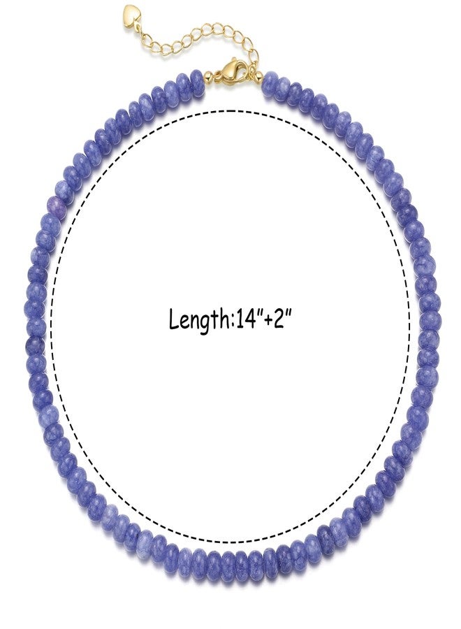 chorfla Beaded Gemstone Necklaces for Women, Bohemian Colored Choker Natural Stone Bead Decoration Summer Beach Handmade Jewelry Necklace, One size fits all, Gold Plated, natural - Image 2