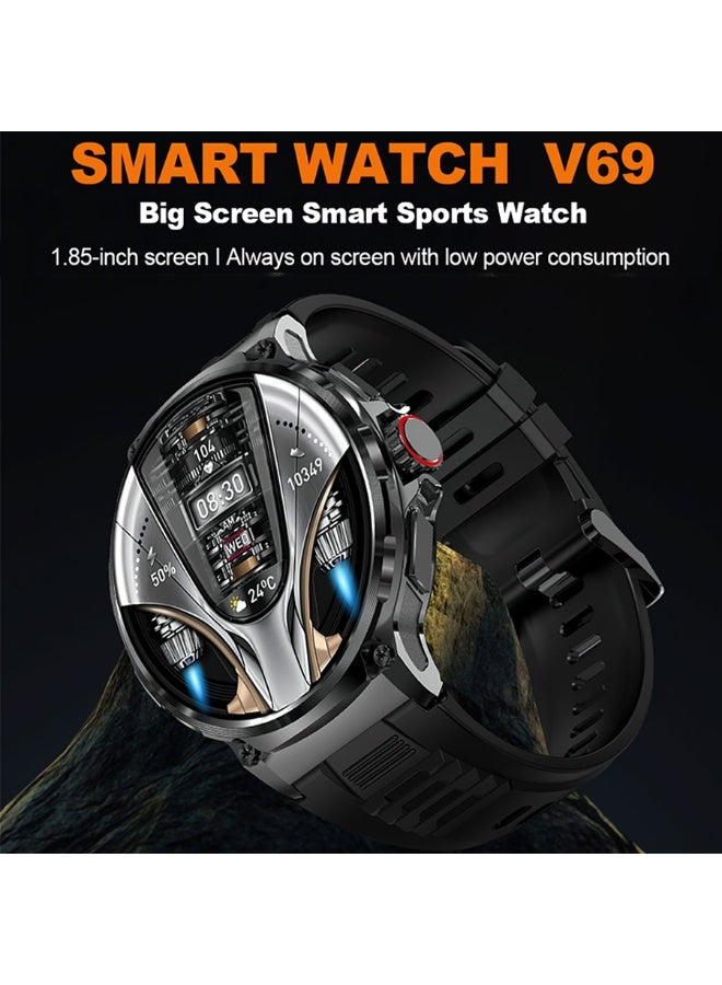 RollsTimi  Men's Smart Bluetooth Sports Watch, All-Day Health Tracking, Sports And Sleep Monitoring, 1.85 Inch Hd Full Touch Screen, Bluetooth Call Answering And Dialing, Long Battery Life, RT V69 - Image 2