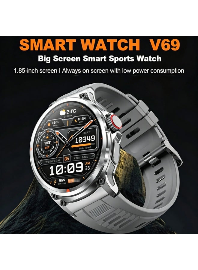 RollsTimi  Men's Smart Bluetooth Sports Watch, All-Day Health Tracking, Sports And Sleep Monitoring, 1.85 Inch Hd Full Touch Screen, Bluetooth Call Answering And Dialing, Long Battery Life, RT V69 - Image 5